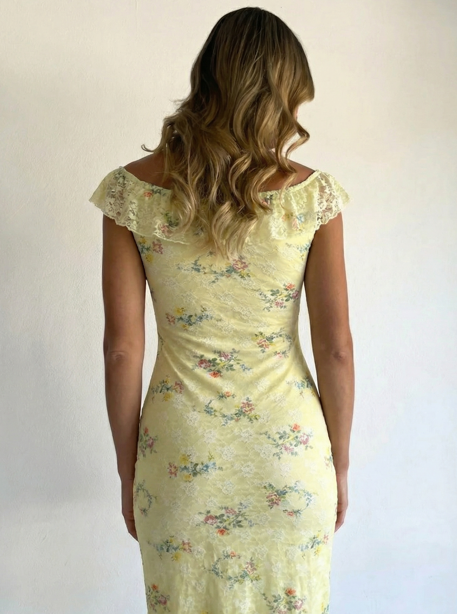 CIDER Ruffle Neck Floral Maxi Dress