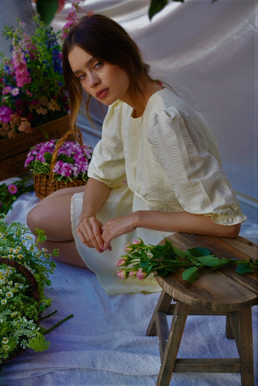 THE MADISON BABYDOLL DRESS IN LIGHT YELLOW