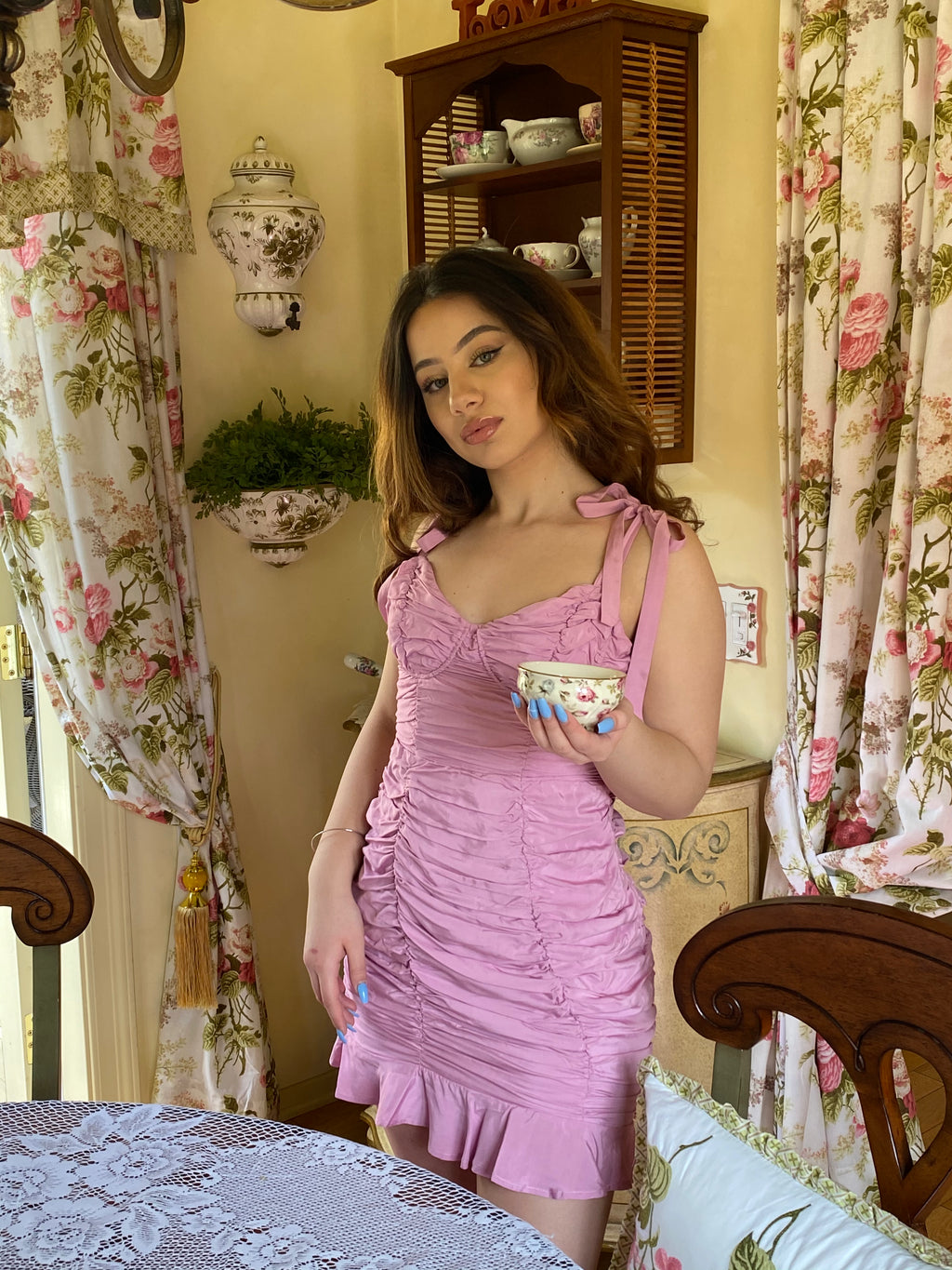 ASTR THE LABEL AIKO MINI DRESS IN PINK LILAC