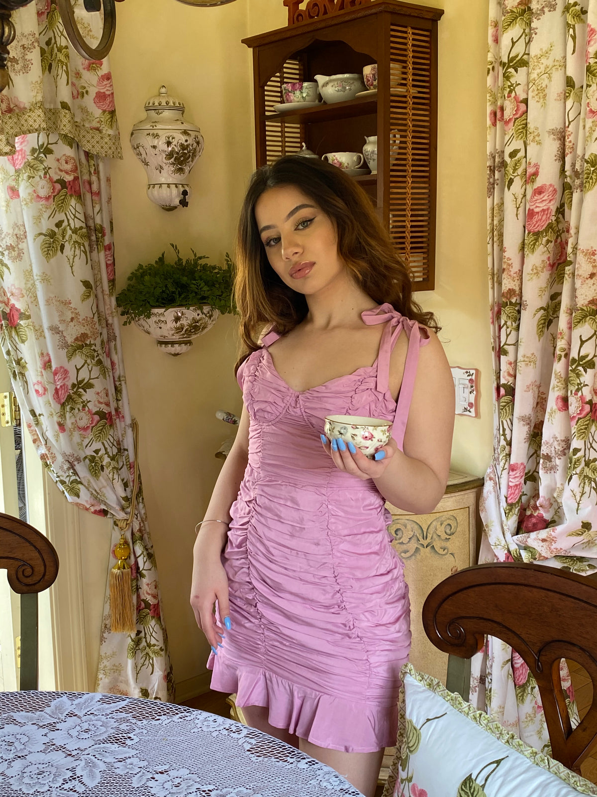 ASTR THE LABEL AIKO MINI DRESS IN PINK LILAC